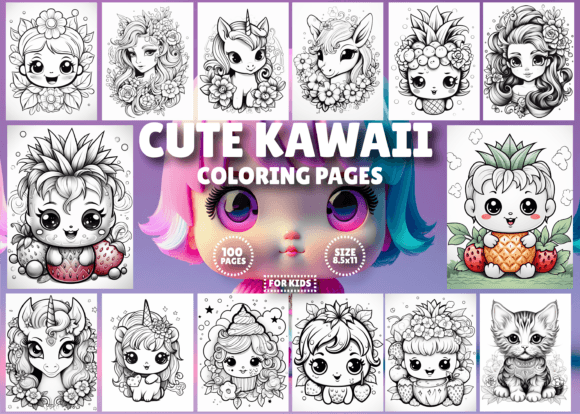 100 Cute Kawaii Coloring Pages for Creative Projects
