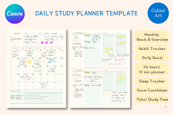 Editable Study Tracker Planner Template