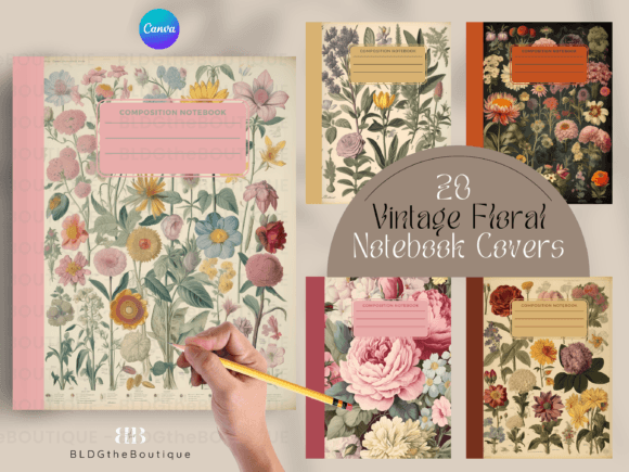 Vintage Floral Notebook Cover KDP PLR for Your Publishing Goals